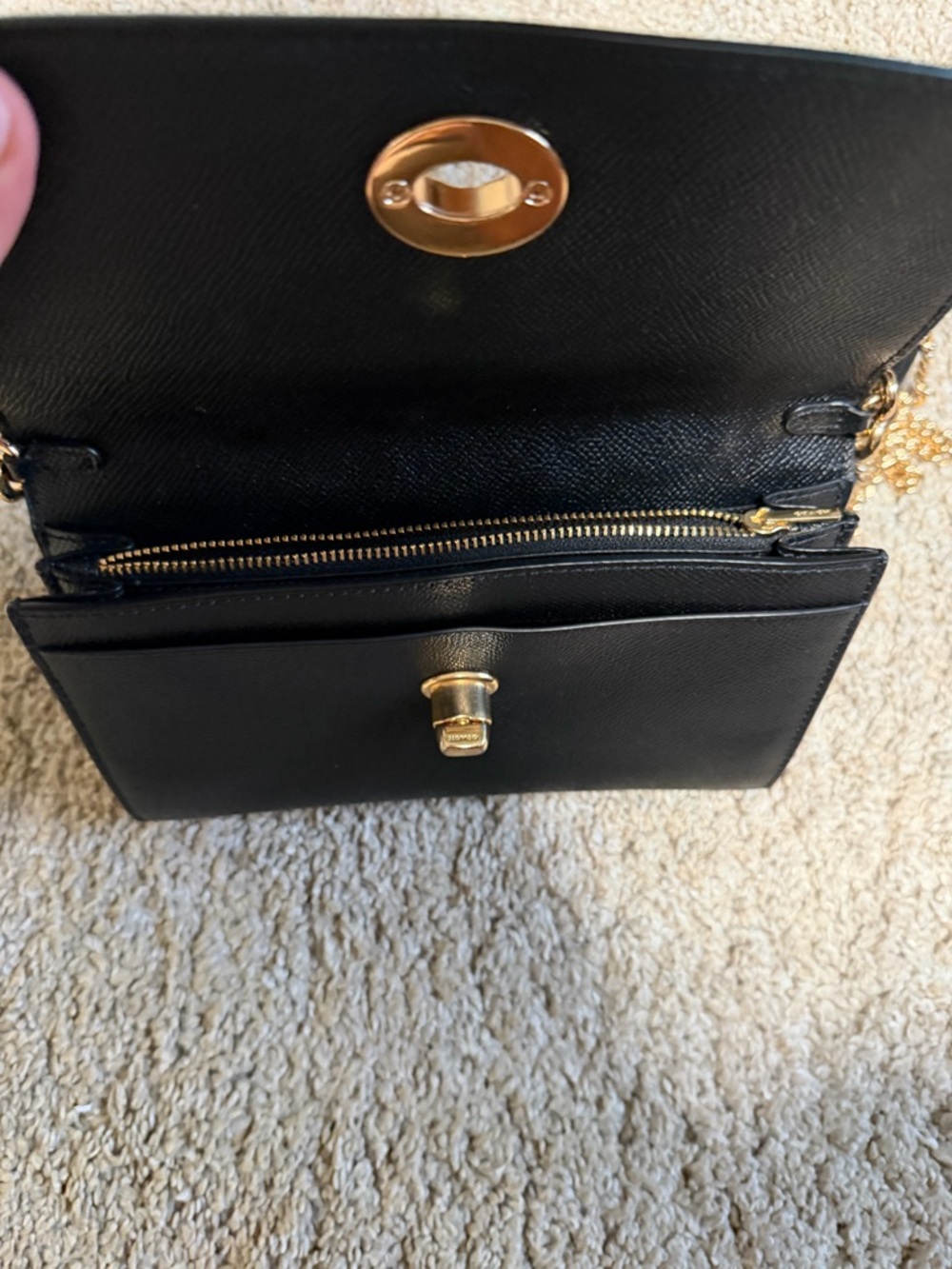 Coach Black Crossbody with Gold Chain Strap - Picture 7 of 7
